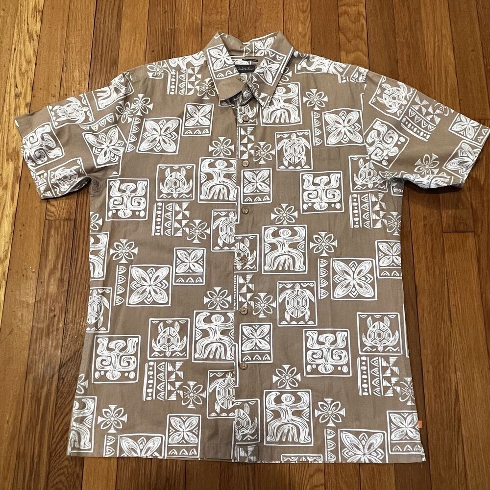 Vintage Quiksilver Shirt Mens Large Hawaiian Camp Beach Floral Surfer Tribal